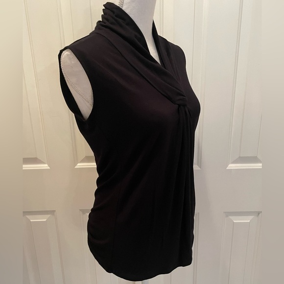 Grace Sleeveless Top Black Gathered Front And Back Neck Business Casual Medium - Picture 4 of 6